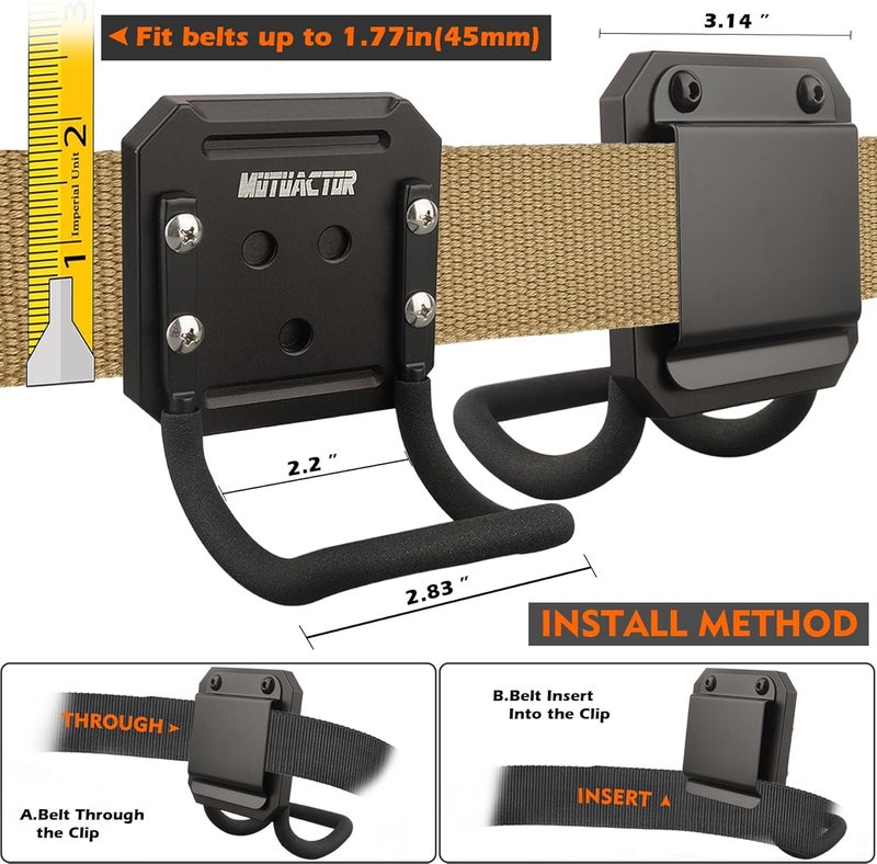MUTUACTOR Hammer Holder Belt Clip,Non-Slip Tough Tool Clip Drill Holder for Tool Belt,Quickly Access Tool Belt Clip Hammer Holster for Power Drill Drivers Heavy Duty Hatchet Hammers Mallets (1 Set) - Image 5